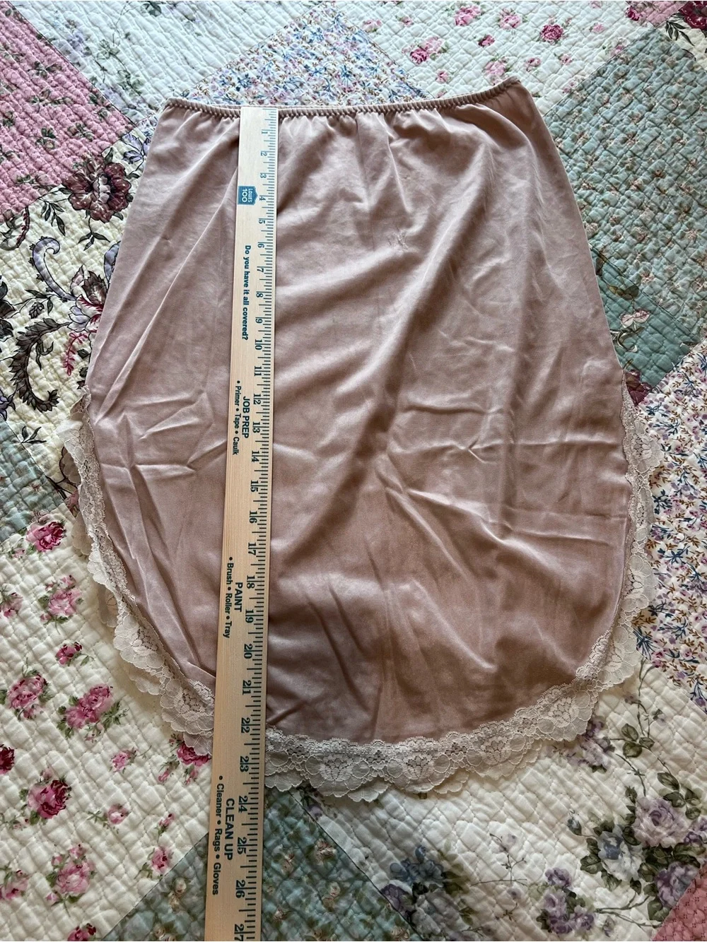 Vintage House of David HRF Taupe Lace Trim Half Slip Skirt Large ILGWU USA - Picture 3 of 6